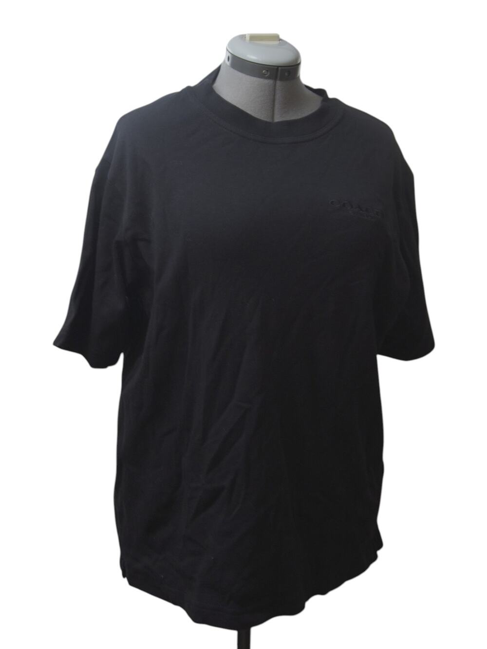 Coach Black Tonal Logo Cotton T-Shirt Men’s Small Oversized Unisex